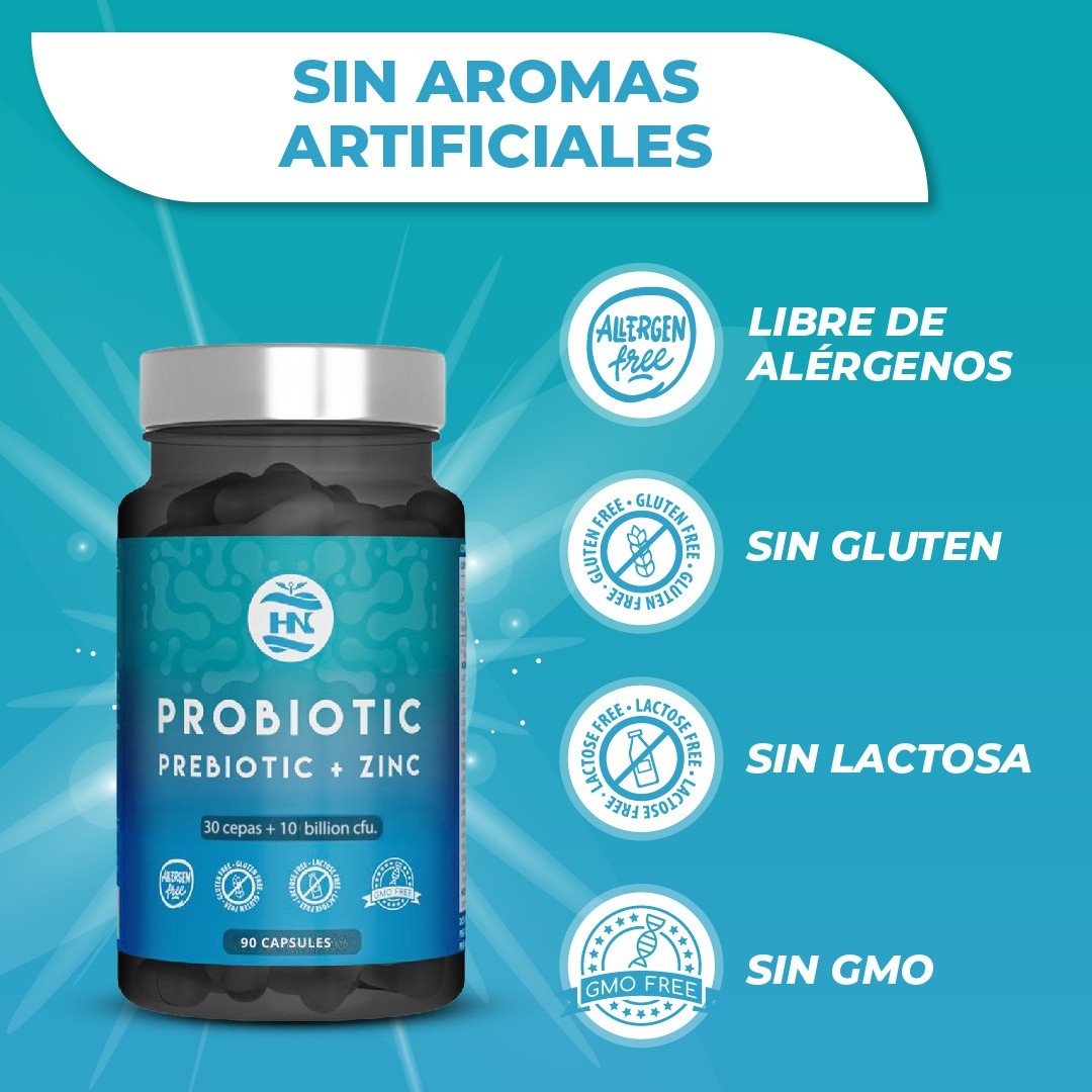 Probioticos Y Prebioticos Intestinales Con Zinc - 90 Caps - 30 Cepas Bacterianas + Inulina Para Apoyo Inmunológico_3