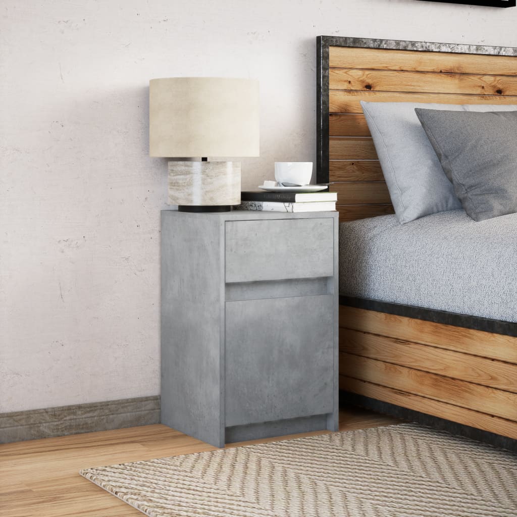 Mesita De Noche Con Luces Led Madera Ingeniería Gris Hormigón_3