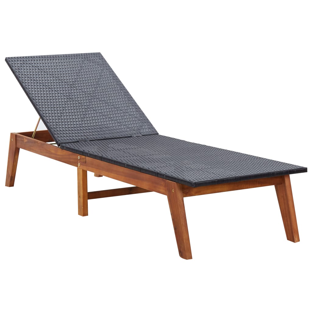 Tumbona Con Mesa Ratán Sintético Y Madera Maciza De Acacia_3