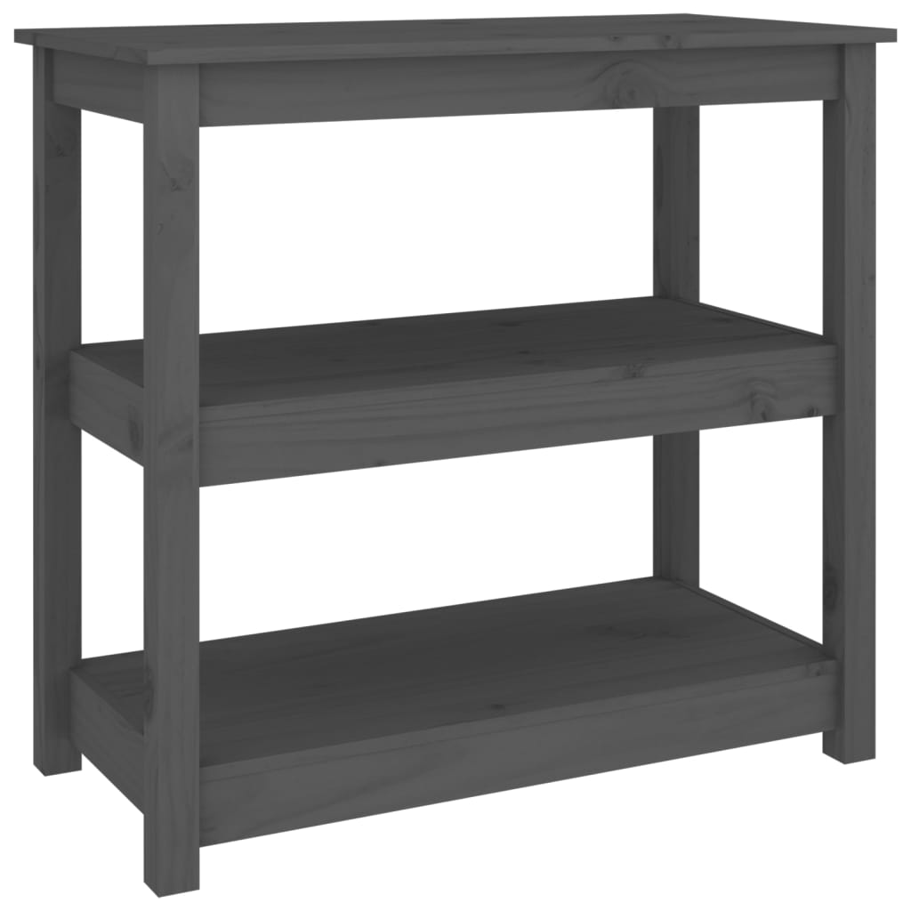 Mesa Consola De Madera Maciza De Pino Gris 80x40x74 Cm_0