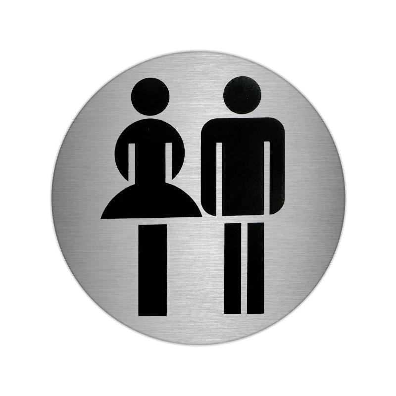 Placa Adhesiva Baño Mujer / Hombre Acero Inoxidable Ø 7 Cm.