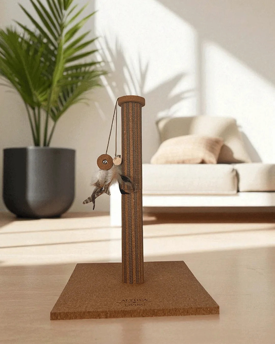 Poste Rascador Para Gatos Brisa De Corcho Natural Althea Living 36x36x54cm_1