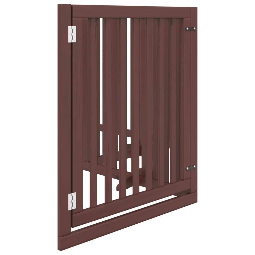 Vidaxl Puerta Para Perros Plegable 4 Paneles Madera Álamo Marrón 320cm_4
