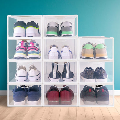 Pack 12 Cajas Zapatos Plástico Apilables Y Antivuelco Max Home_1