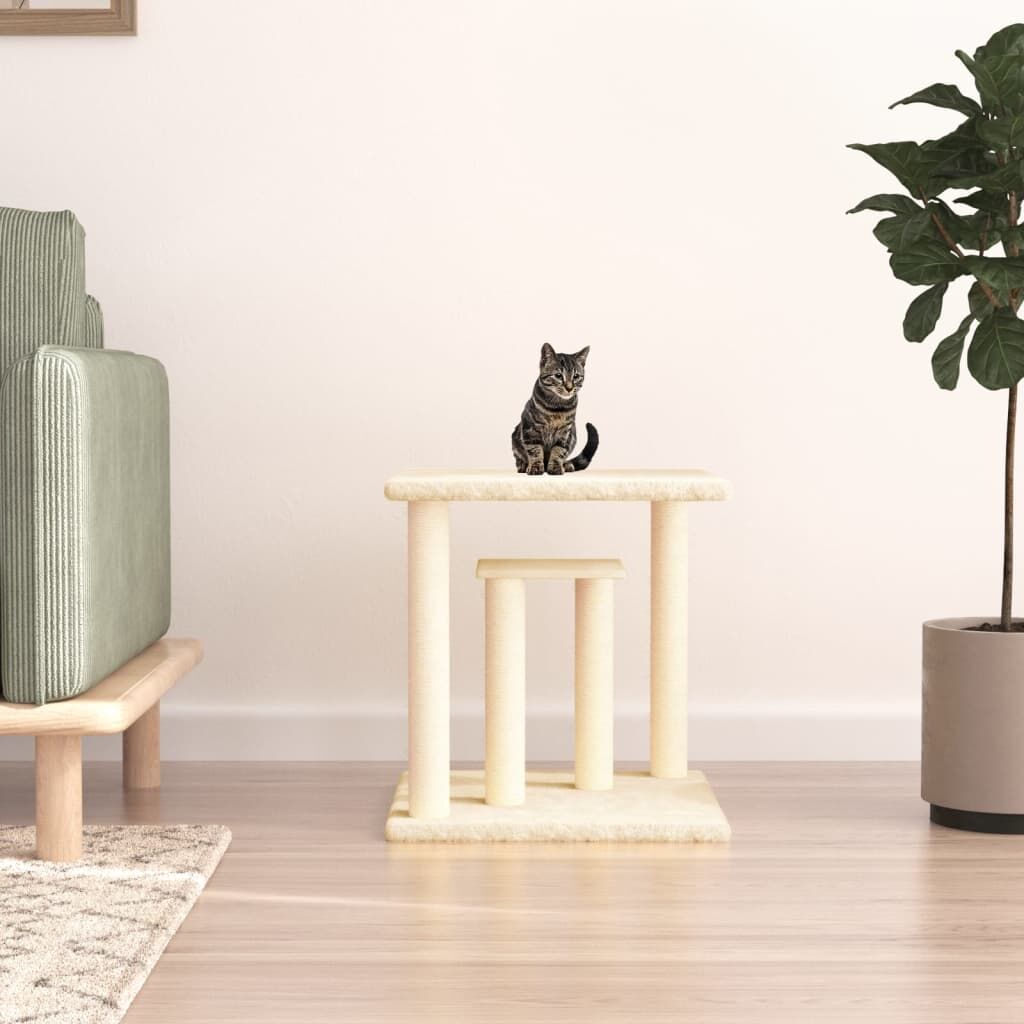 Vidaxl Postes Rascadores Para Gatos Con Plataformas Crema 50 Cm_1