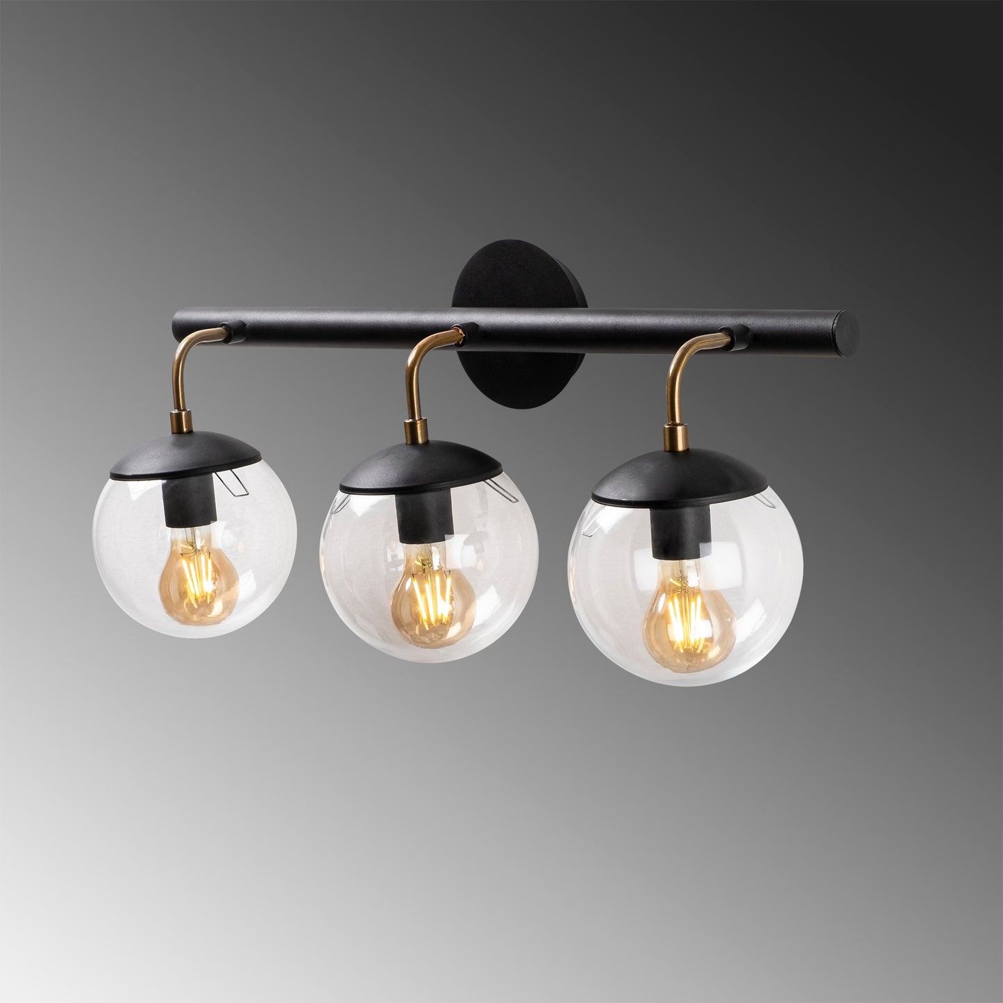 Aplique De Pared, Metal , Negro, 61x28x20, Casquillo 3 X E 27 Max 40 W