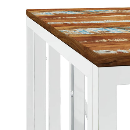 Mesa De Centro Acero Inoxidable Y Madera Reciclada Plateada_3