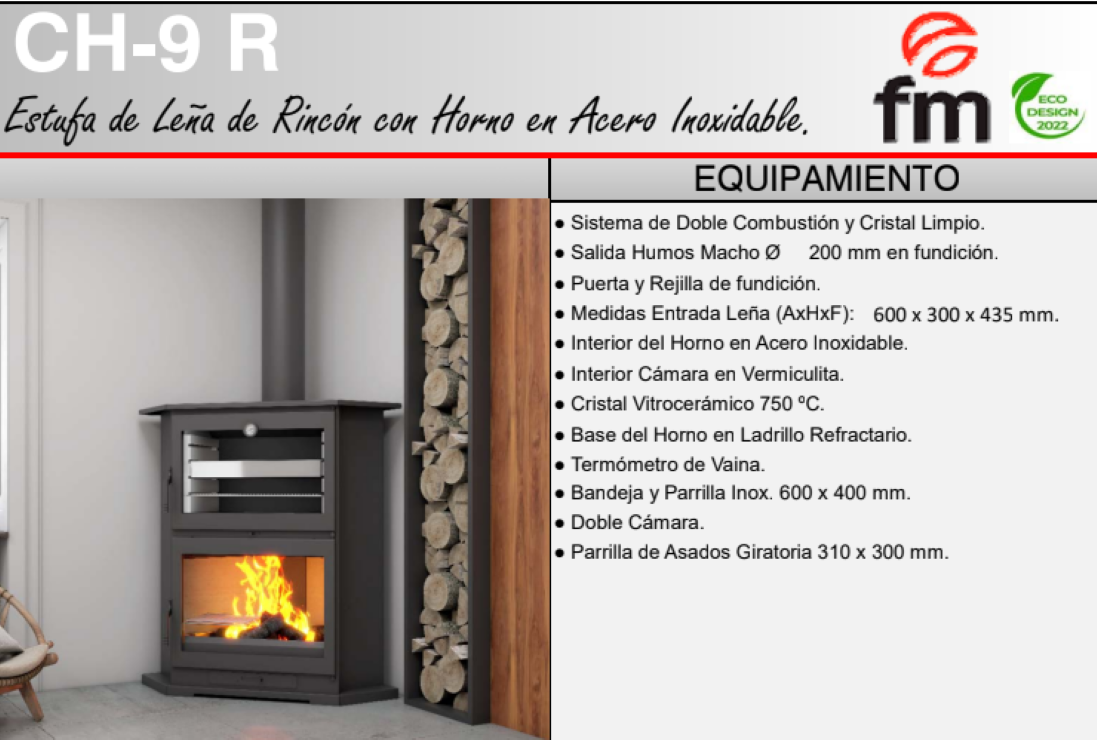BRICOSOL Estufa Leña Rincón con Horno FM Modelo CH-9 R_0