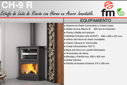 BRICOSOL Estufa Leña Rincón con Horno FM Modelo CH-9 R_0