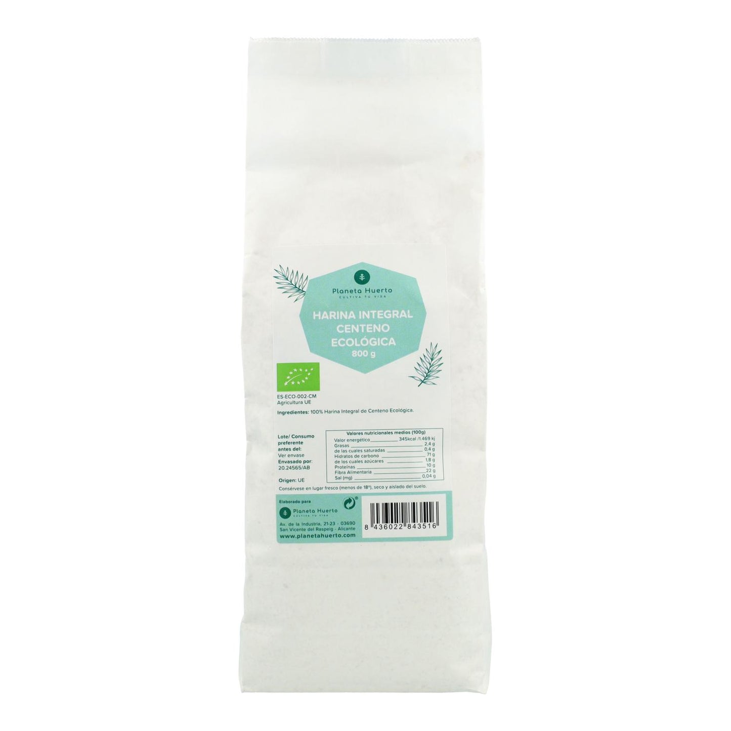 Farinha de Centeio Integral Eco Planeta Huerto 800 g