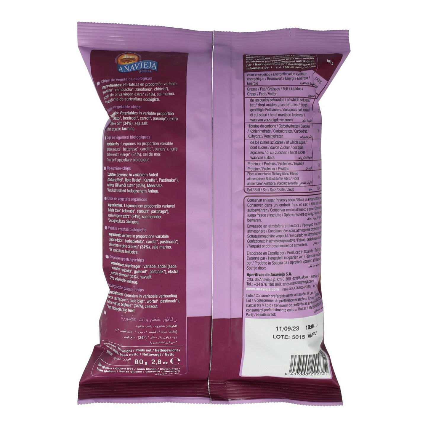 Chips de Legumes em AOVE Añavieja 80 g