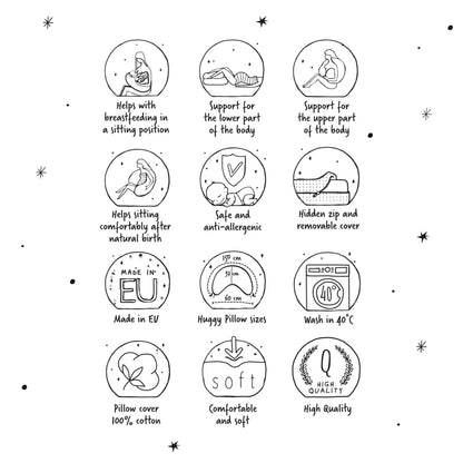 Cojín De Lactancia Huggy Basic Grey Stars_3