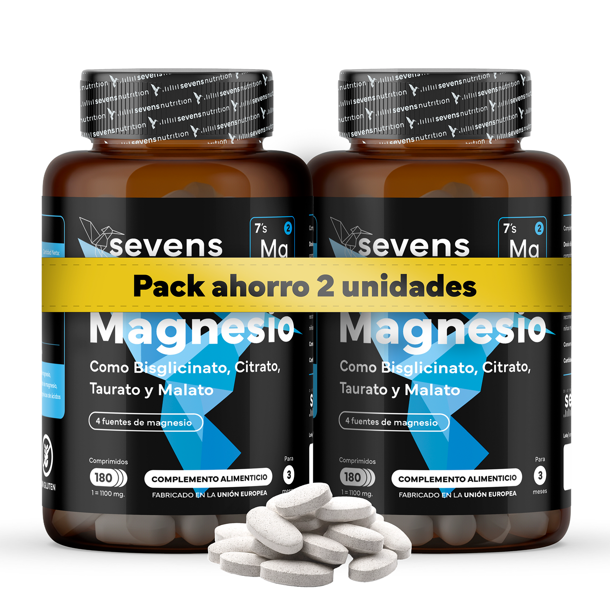 Pack 2x Magnesio (bisglicinato, Citrato, Taurato Y Malato). Sevens Nutrition. Energía, Rendimiento Y Descanso_0