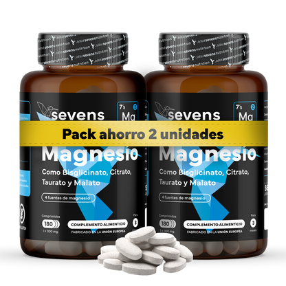 Pack 2x Magnesio (bisglicinato, Citrato, Taurato Y Malato). Sevens Nutrition. Energía, Rendimiento Y Descanso_0
