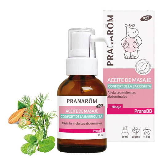 Óleo de Massagem Orgânico para o Conforto da Barriga Pranarom 30 ml