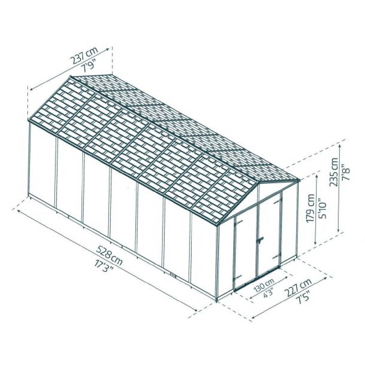 Telheiro de jardim Rubicon 237x528 cm Canopia cinzento escuro
