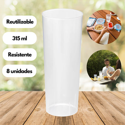 Vaso Tubo Reutilizable  315 Ml  (pack 8)_2
