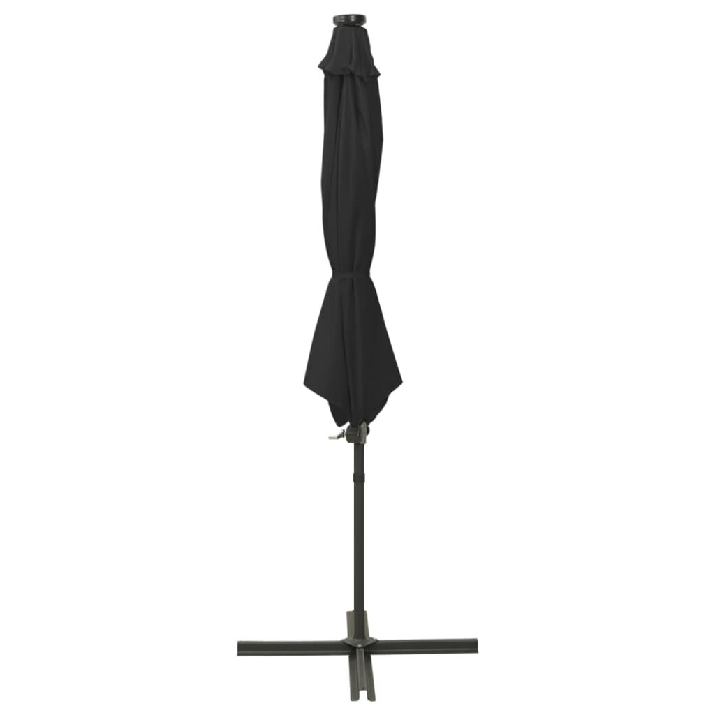 Vidaxl Sombrilla De Jardín Voladiza Con Palo Y Luces Led Negro 300 Cm_1