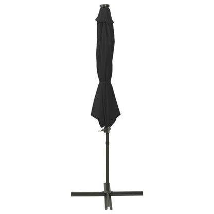 Vidaxl Sombrilla De Jardín Voladiza Con Palo Y Luces Led Negro 300 Cm_1
