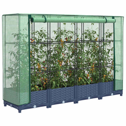 Jardinera Elevada Con Cubierta De Invernadero Aspecto Ratán 160x40x123 Cm_1