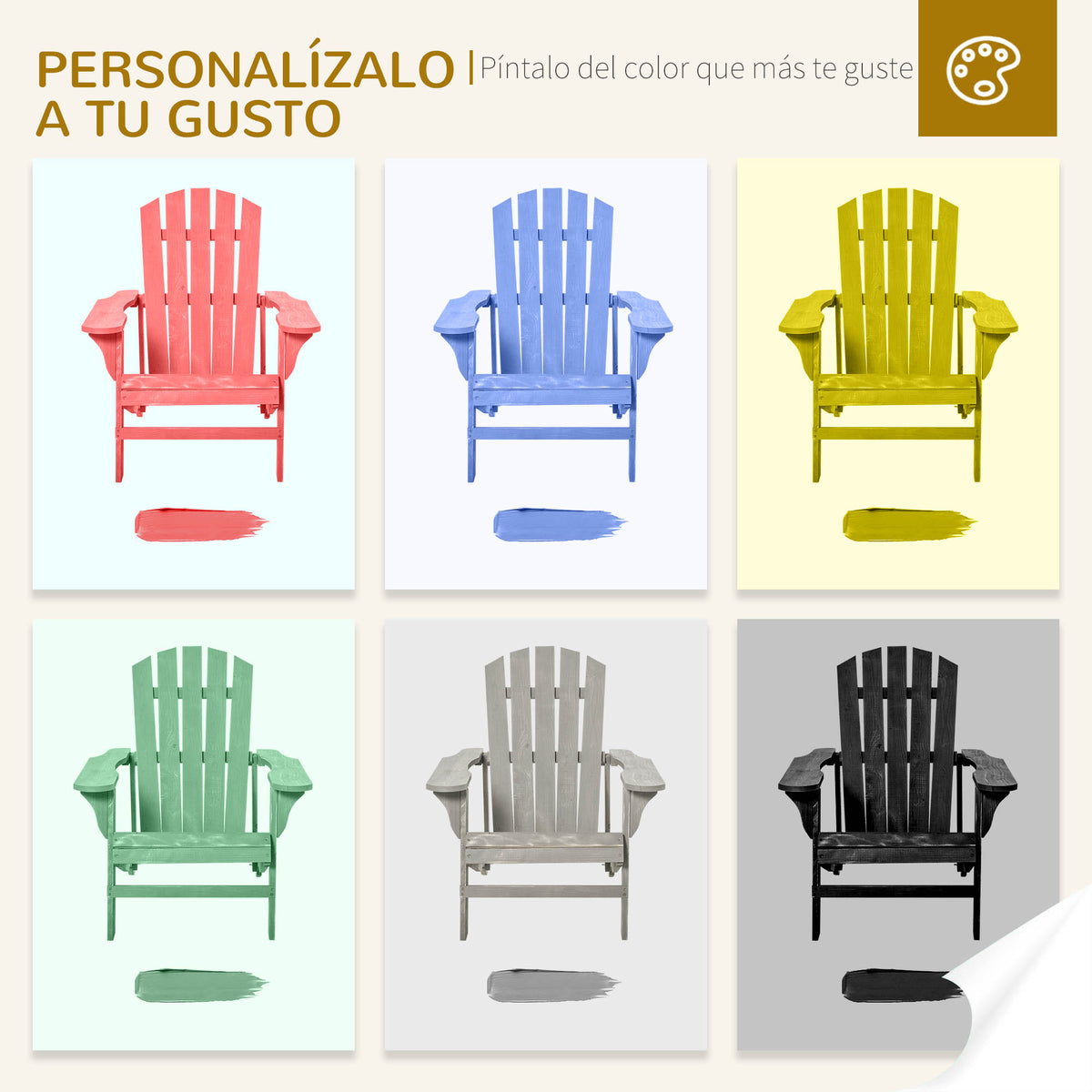 Silla Adirondack Outsunny Madera De Abeto Gris Claro 78x89x88 Cm_5