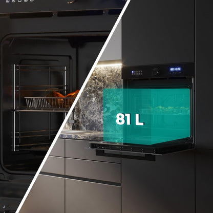 Horno Integrable Multifunción 60cm Bolero Hexa Af316000 Glass Black A. 3400w, 81l Capacidad, 11 Funciones Con Airfryer Master, Pizza Master, Steam A_3