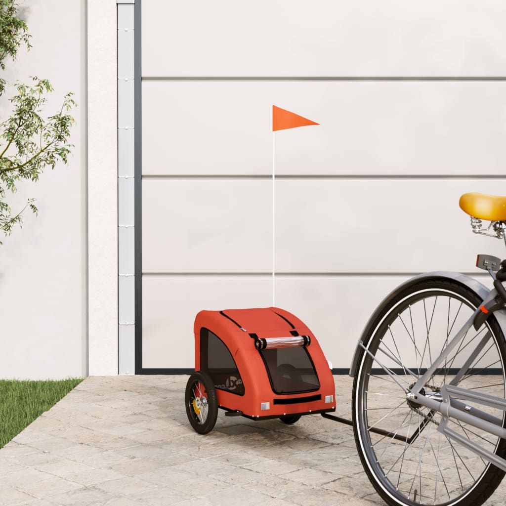 Remolque De Bicicleta Mascotas Hierro Tela Oxford Naranja_1