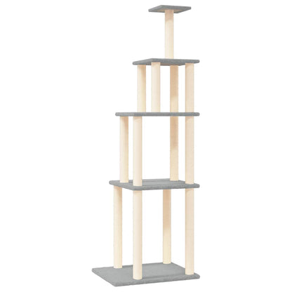 Rascador Para Gatos Con Postes De Sisal Gris Claro 183 Cm_0
