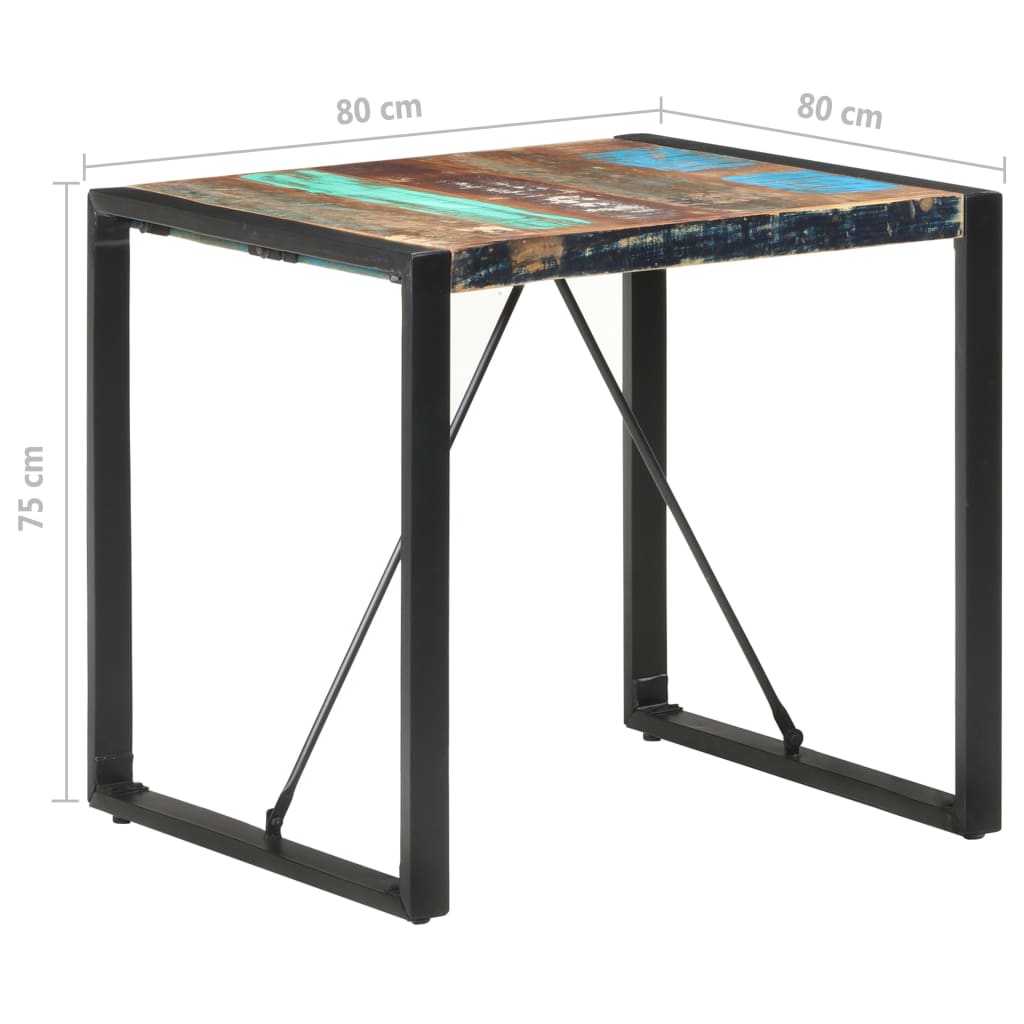 Mesa De Comedor De Madera Maciza Reciclada 80x80x75 Cm_3