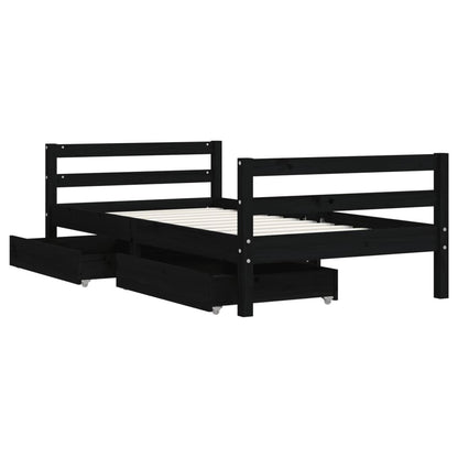 Vidaxl Estructura Cama Infantil Y Cajones Madera Pino Negro 80x160 Cm_3