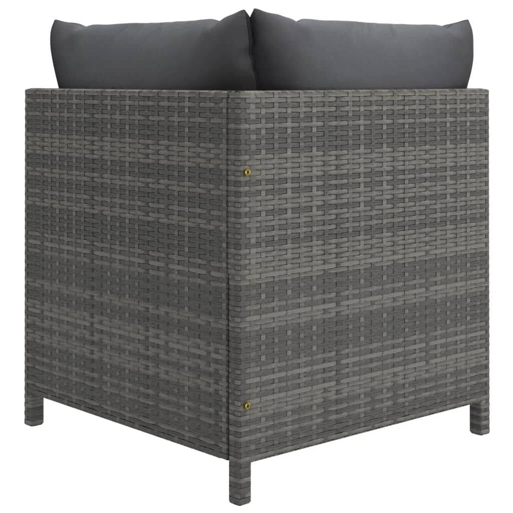 Vidaxl Set De Muebles De Jardín 3 Pzas Y Cojines Ratán Sintético Gris_4