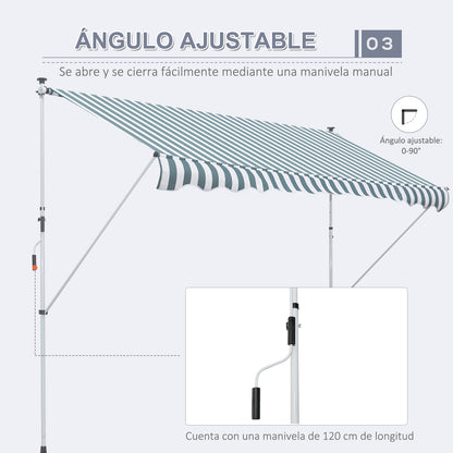 Outsunny Toldo Manual Retráctil 300x150x170-280 Cm Con Altura Ajustable Verde_5