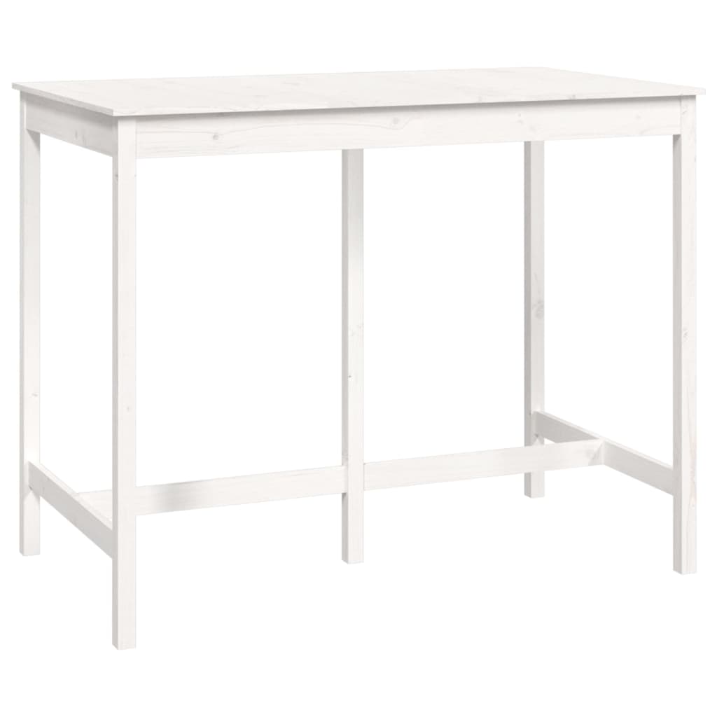 Mesa Alta De Bar Madera Maciza De Pino Blanco 140x80x110 Cm_0