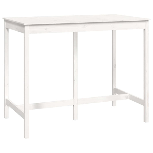 Mesa Alta De Bar Madera Maciza De Pino Blanco 140x80x110 Cm_0