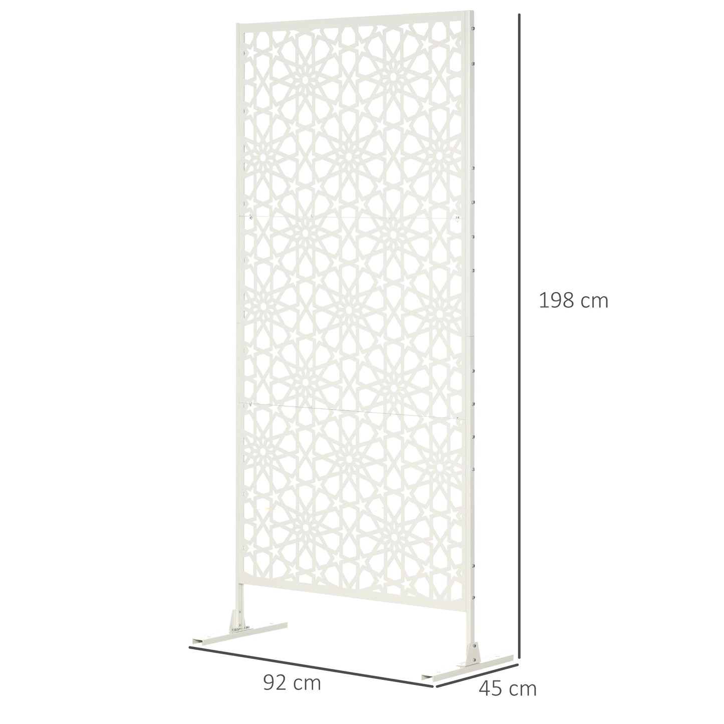 Outsunny Biombo Para Exterior De 3 Piezas Con Diseño De Copo De Nieve Blanco_2