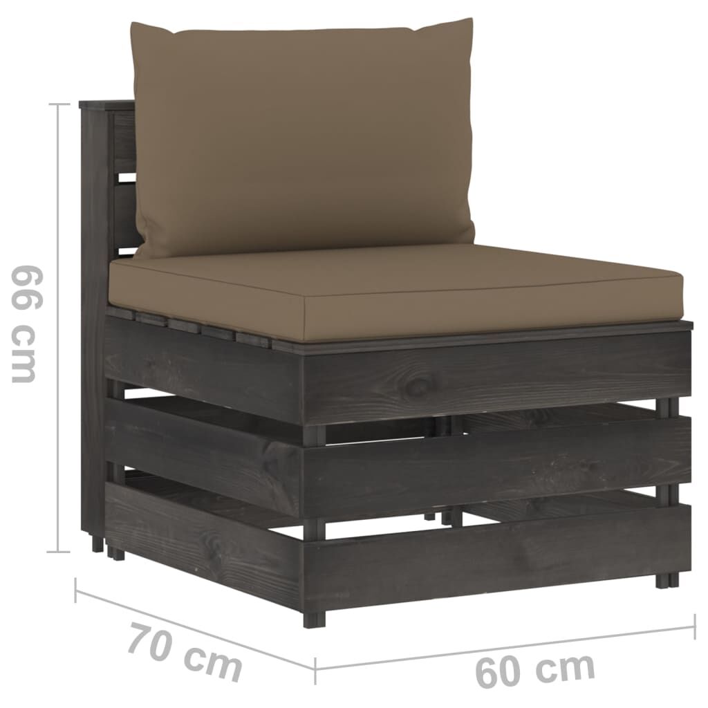 Vidaxl Muebles De Jardín 3 Piezas Con Cojines Madera Impregnada Gris_2