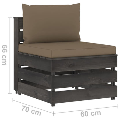 Vidaxl Muebles De Jardín 3 Piezas Con Cojines Madera Impregnada Gris_2
