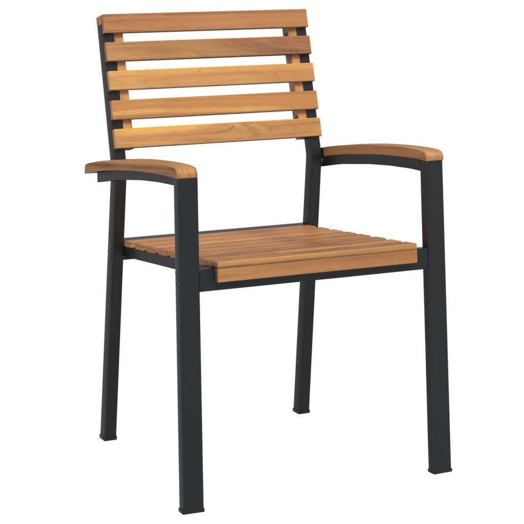 Juego De Comedor De Jardín 9 Pzas Madera Maciza Acacia Y Metal / Vetonek_3