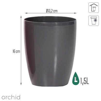 Maceta Coubi Orchid 1,5l., Dimensiones (mm) 132x132x160, Color Grafito