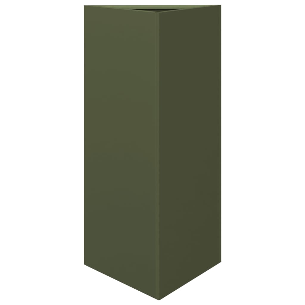 Jardineras Triangulares 2 Uds Acero Verde Oliva 40x34,5x75 Cm_4