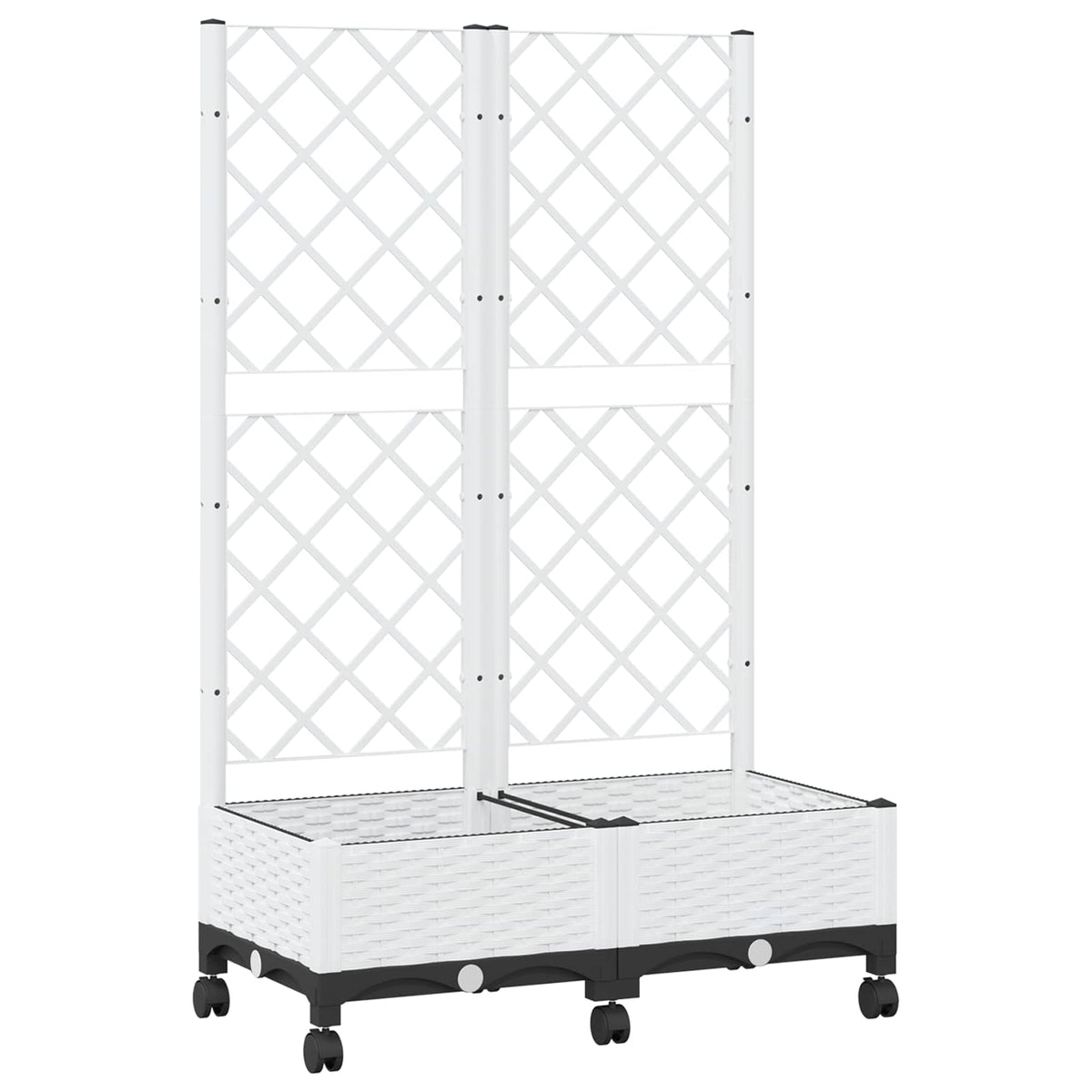Jardinera Con Enrejado Y Ruedas Blanco 80 X 40 X 131,5 Cm Pp_0