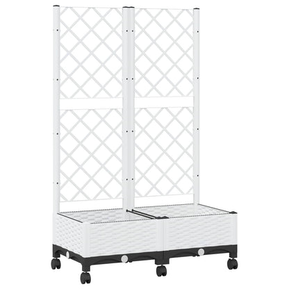 Jardinera Con Enrejado Y Ruedas Blanco 80 X 40 X 131,5 Cm Pp_0