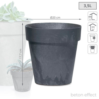Maceta Cube Beton Effect 3,5l., Dimensiones (mm) 200x200x177, Color Antracita