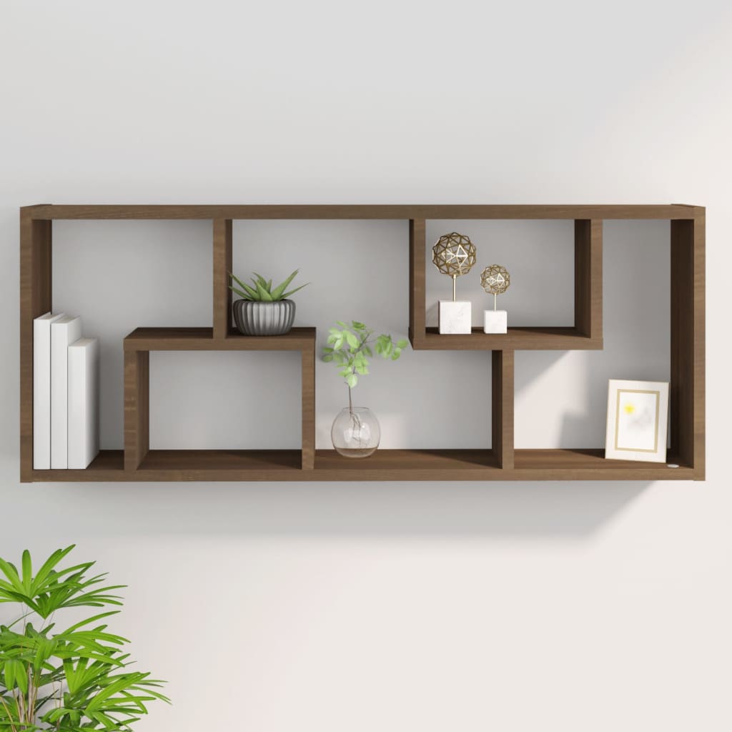 Estantería De Pared Madera Ingeniería Marrón Roble 36x16x90 Cm / Vetonek_2