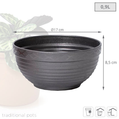 Maceta Misa 0,9l., Dimensiones (mm) 170x170x85, Color Grafito