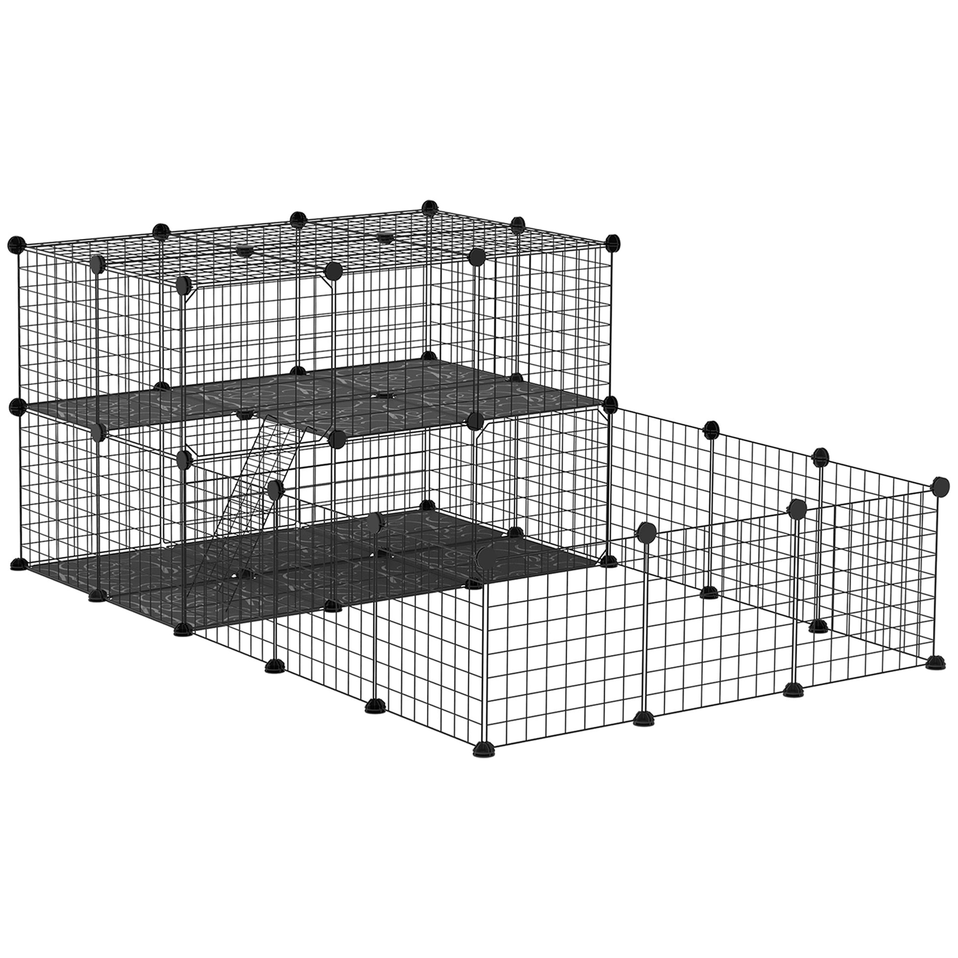 Pawhut Jaula Para Animales Pequeños Forma Personalizable 175x105x70 Cm Negro_0
