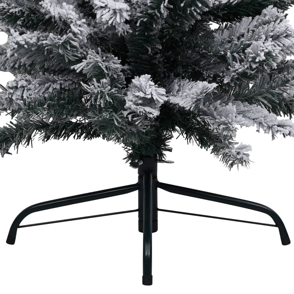 Vidaxl Árbol De Navidad Delgado Con Nieve Pvc Verde 150 Cm_5