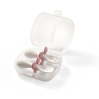 Set De Cubiertos Ergonomicos Para Bebé Con Estuche Pink_1