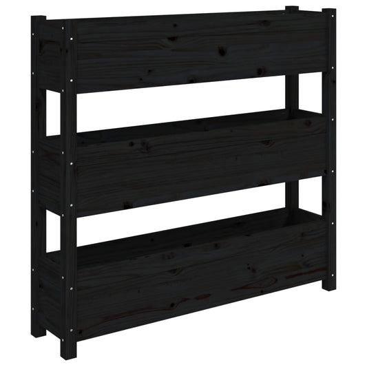 Jardinera De Madera Maciza De Pino Negro 112x25x104,5 Cm_0