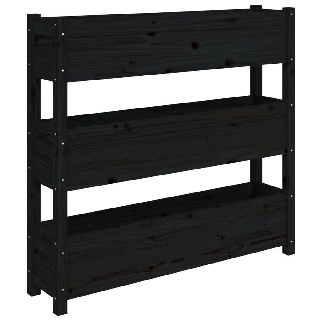 Jardinera De Madera Maciza De Pino Negro 112x25x104,5 Cm_0